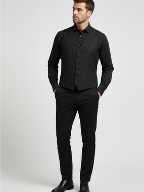 Jean Paul Black Pinstripe Men's Vest